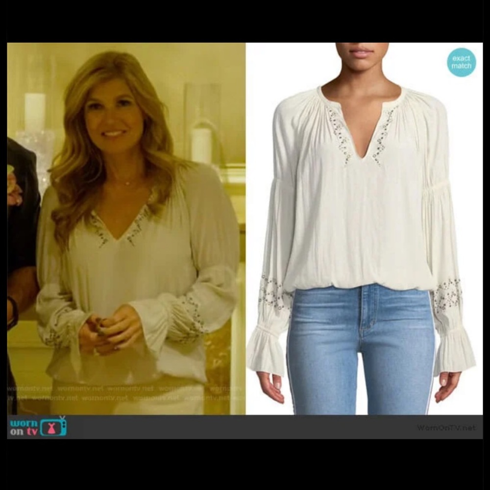 ramy brook antonia embellished peasant top
